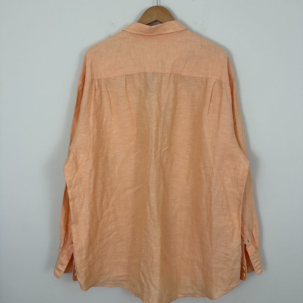 Tommy Bahama Relax Easy Breezer Shirt Orange Linen Long Sleeve Button Up Men 2XL - Picture 8 of 12